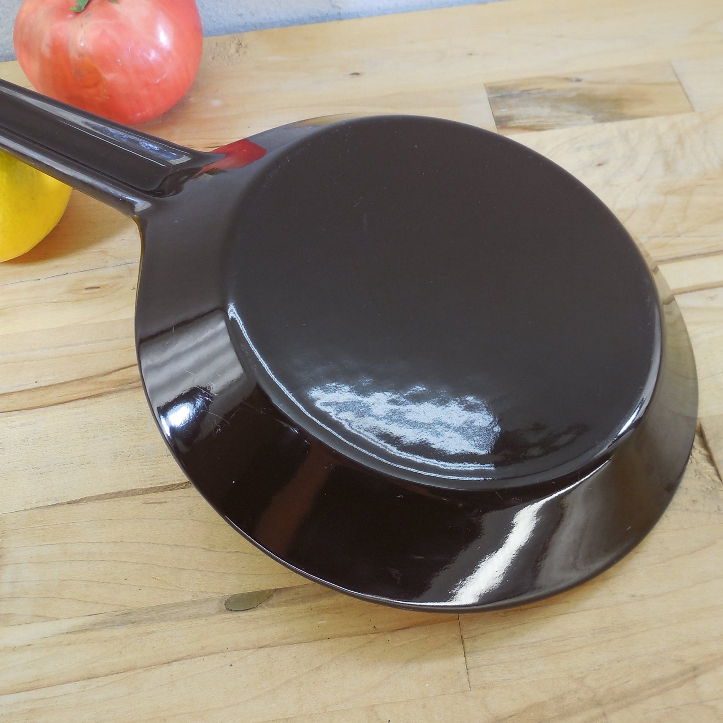 Copco Denmark Lax Brown White Enamel Cast Iron 7.5" Fry Pan Skillet EUC