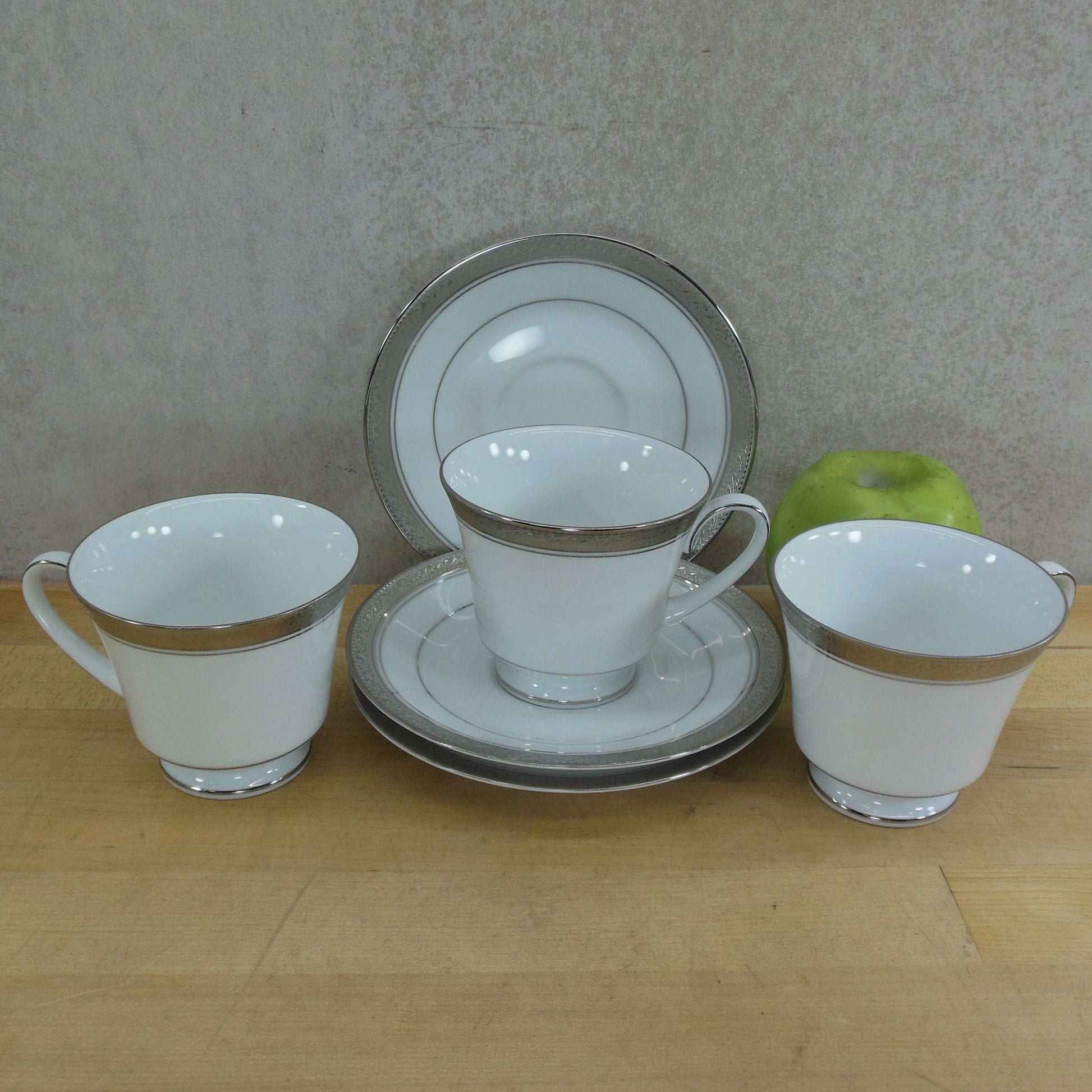 Noritake Legendary Crestwood Platinum - Cup & Saucer 3 Set