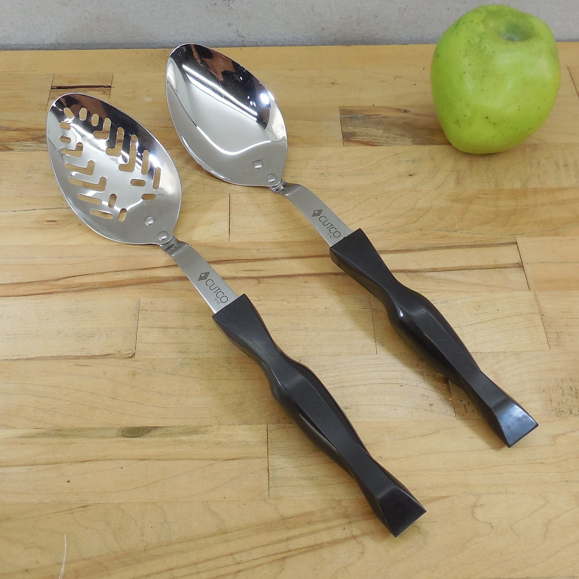 Cutco USA Stainless 17 KC Pair Kitchen Spoons Basting Slotted EUC