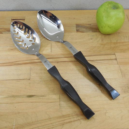 Cutco USA Stainless 17 KC Pair Kitchen Spoons Basting Slotted EUC