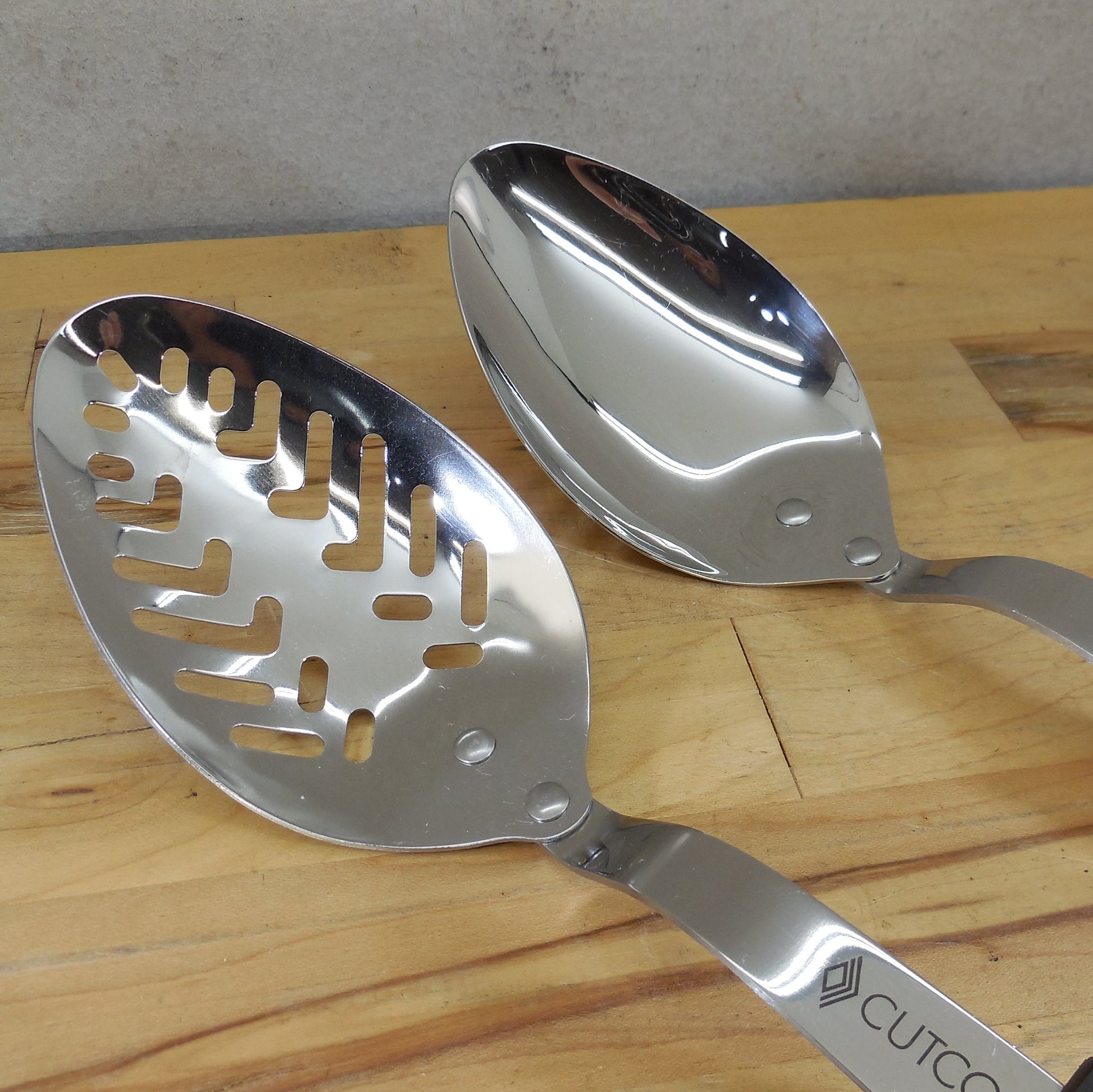 Cutco USA Stainless 17 KC Pair Kitchen Spoons Basting Slotted EUC 2002
