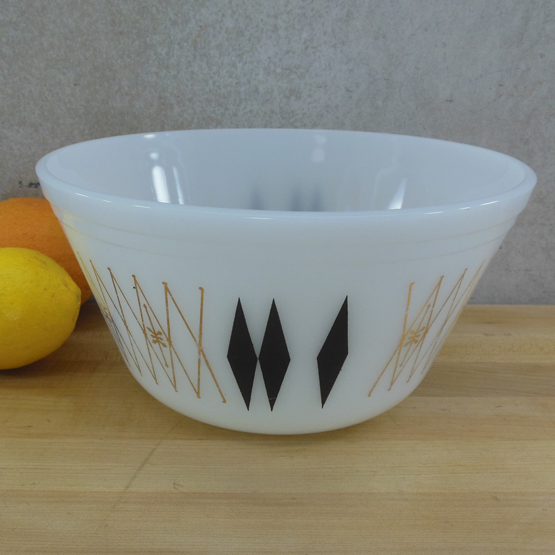 Federal Glass USA Harlequin 9" Mixing Bowl Black Gold Atomic