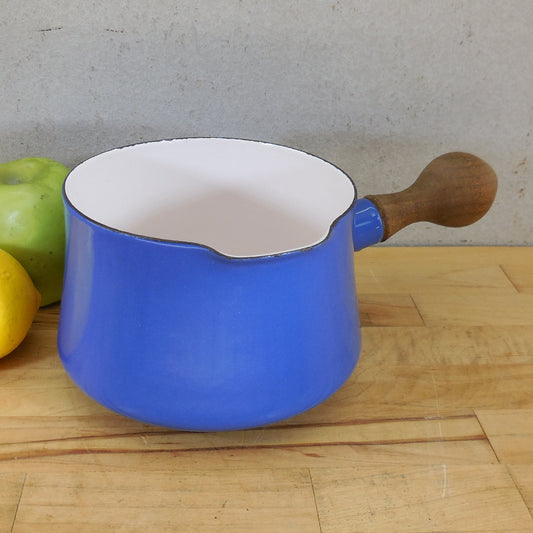 Dansk France Blue Enamelware 1.5 Quart Saucepan Teak Wood Handle