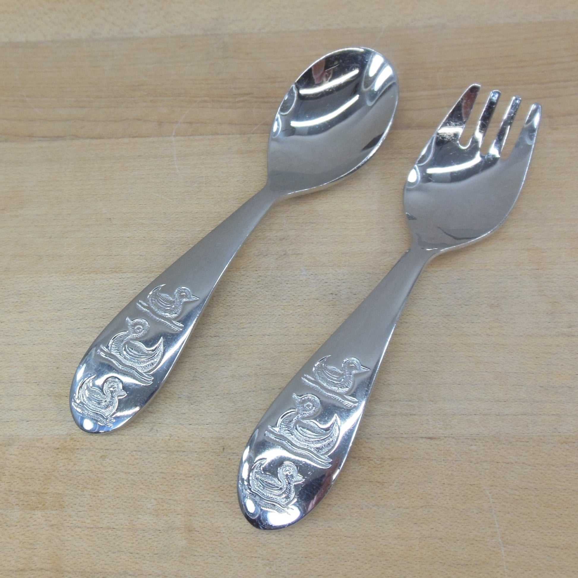 Duck Sterling Silver Baby Spoon & Fork Set