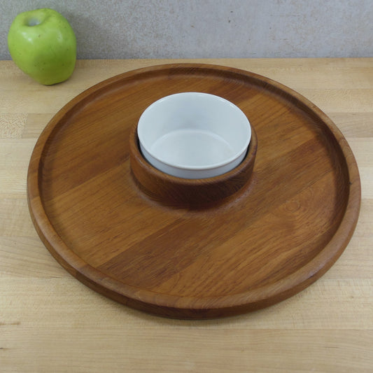 Dansk JHQ Teak Chip Dip Appetizer Platter with Ceramic Bowl