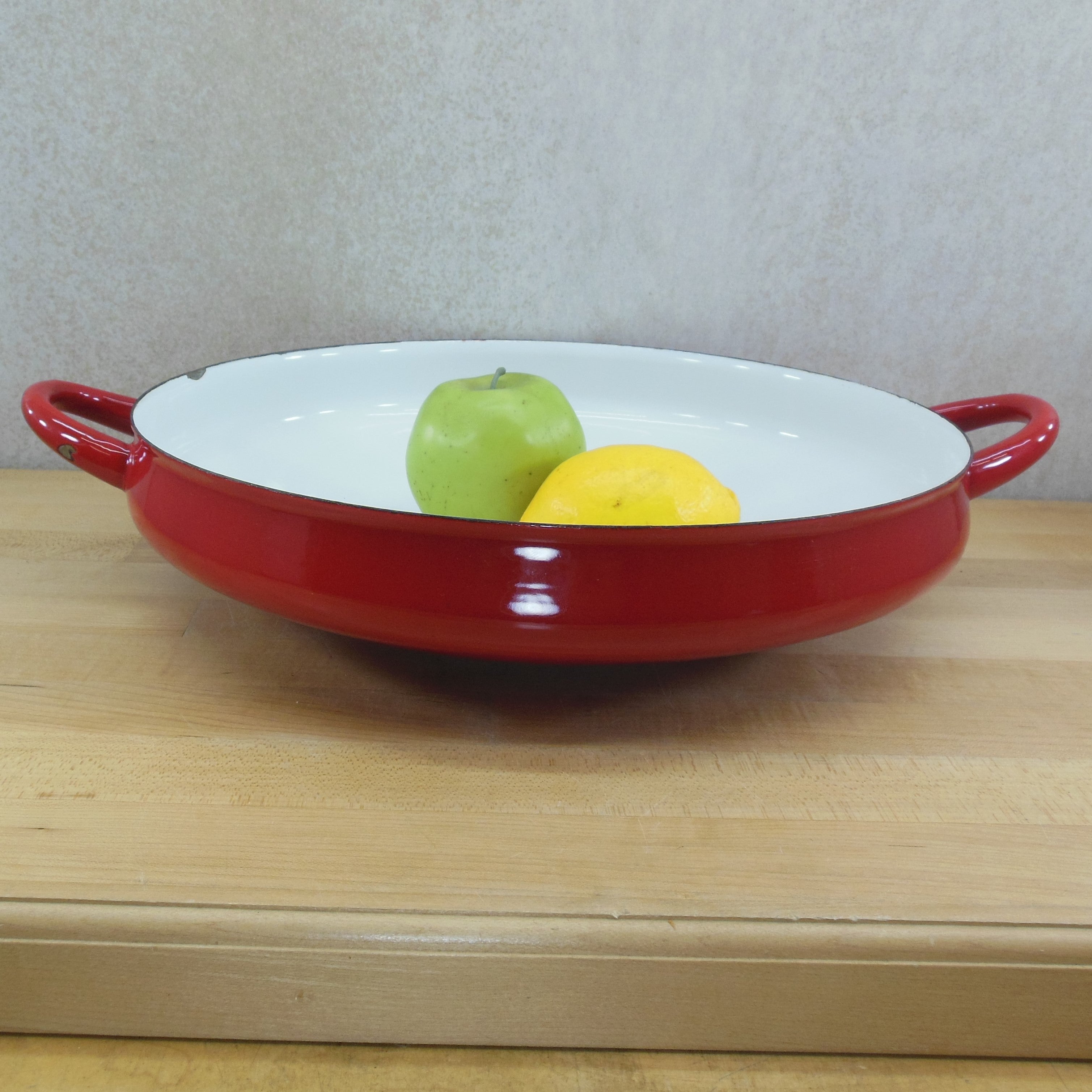 Dansk Indonesia Red White JHQ Enamelware Large Casserole Buffet Pan