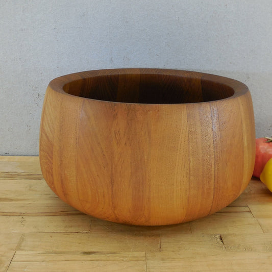 Dansk Malaysia Staved Teak Round 11.5" Salad Serving Bowl - Quistgaard
