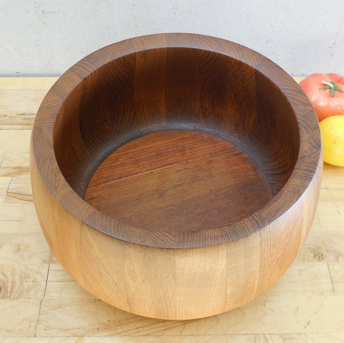 Dansk Malaysia Staved Teak Round 11.5" Salad Serving Bowl - Quistgaard