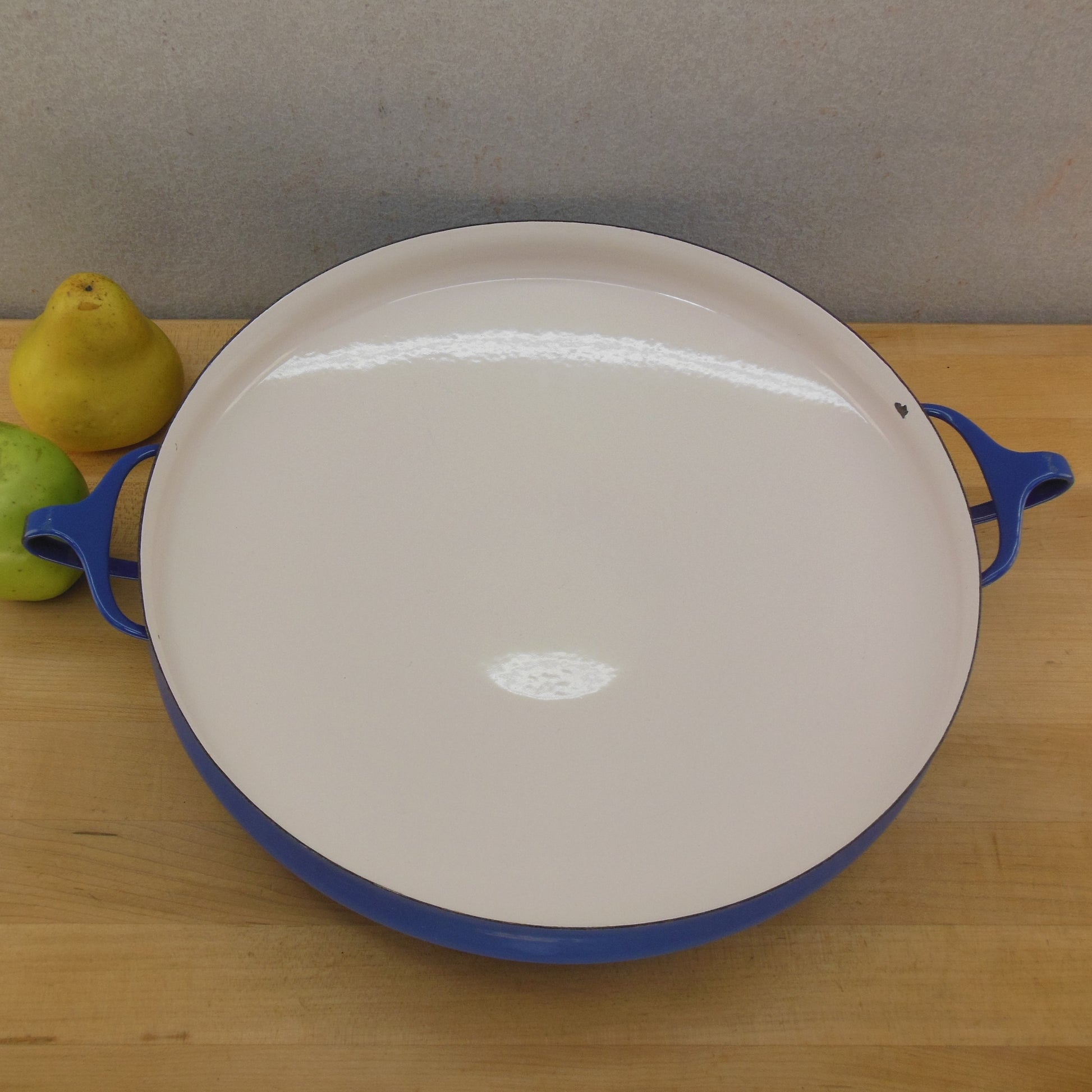 Dansk France Enamelware 13.5" Blue Buffet Server Paella Pan White Interior