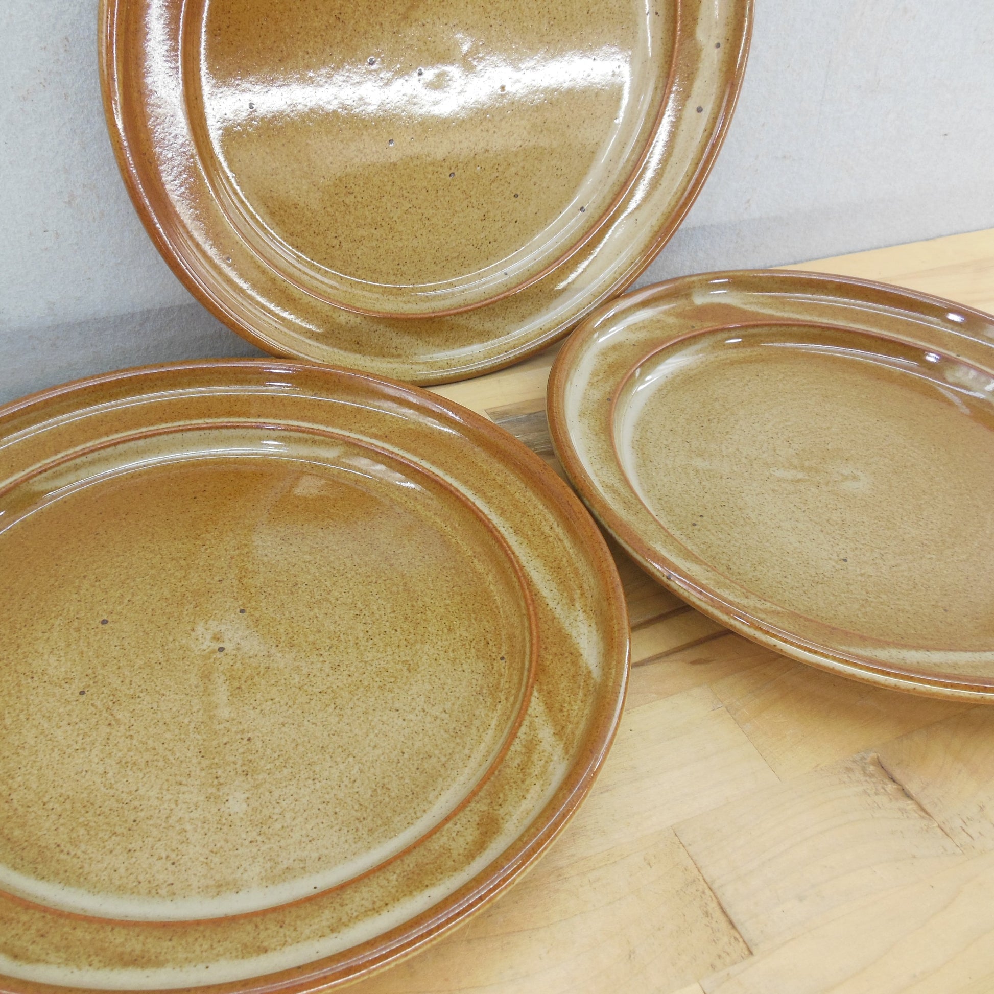 Dansk Nielstone Spice Tan Brown Speckled Dinner Plates 3 Set Vintage