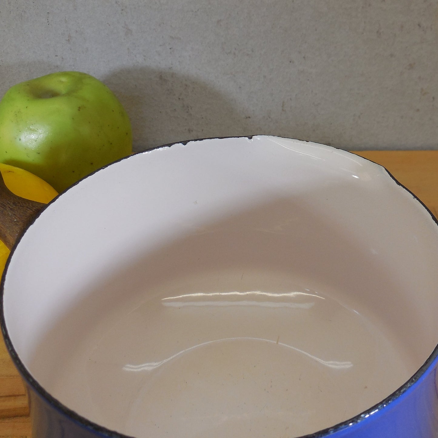 Dansk France Blue Enamelware 1.5 Quart Saucepan Teak Wood Handle