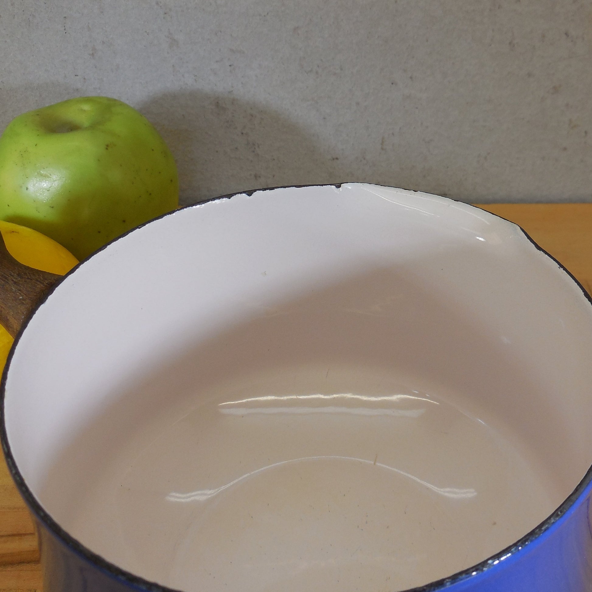 Dansk France Blue Enamelware 1.5 Quart Saucepan Teak Wood Handle