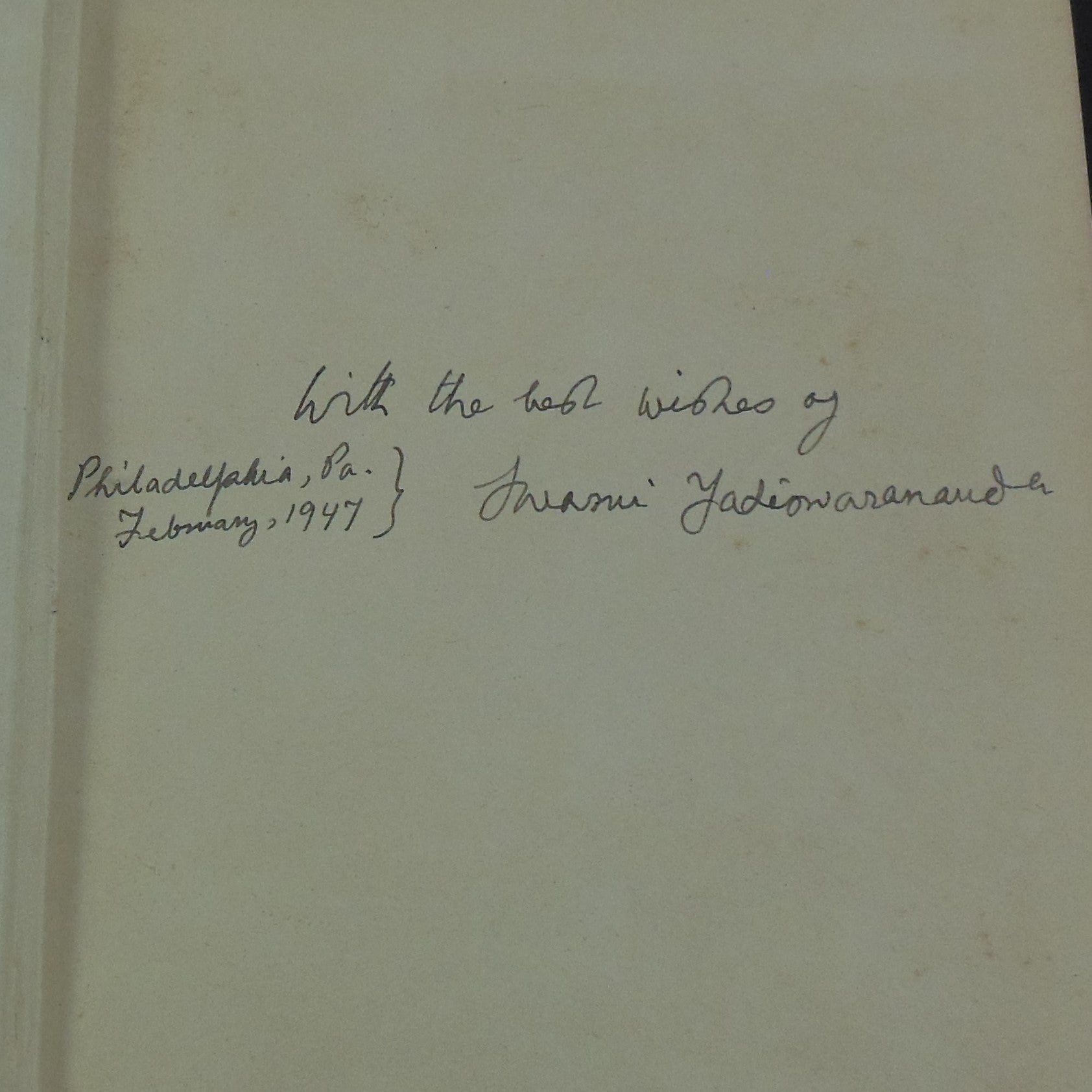Swami Yatiswarananda Signed Book - The Divine Life 1944 - Vedanta Ramakrishna Math inscribed by author