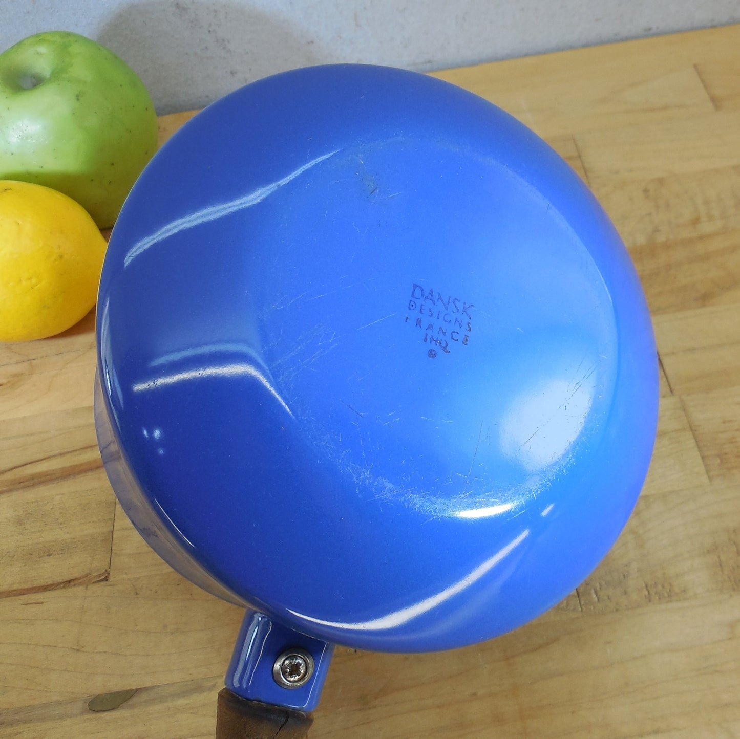 Dansk France Blue Enamelware 1.5 Quart Saucepan Teak Wood Handle