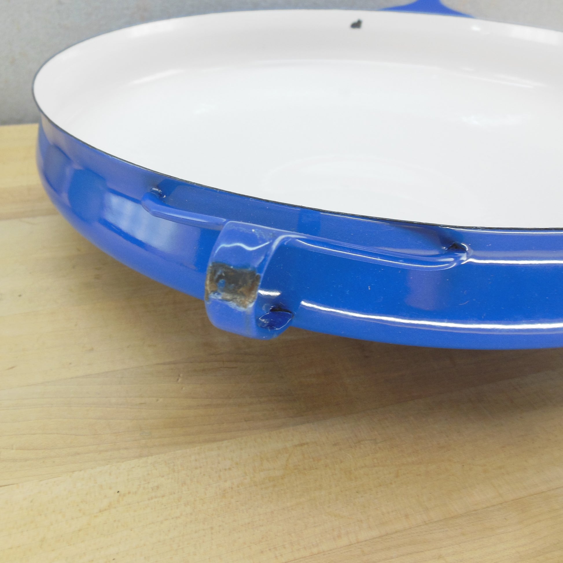 Dansk France Enamelware 13.5" Blue Buffet Server Paella Pan Dual Handles