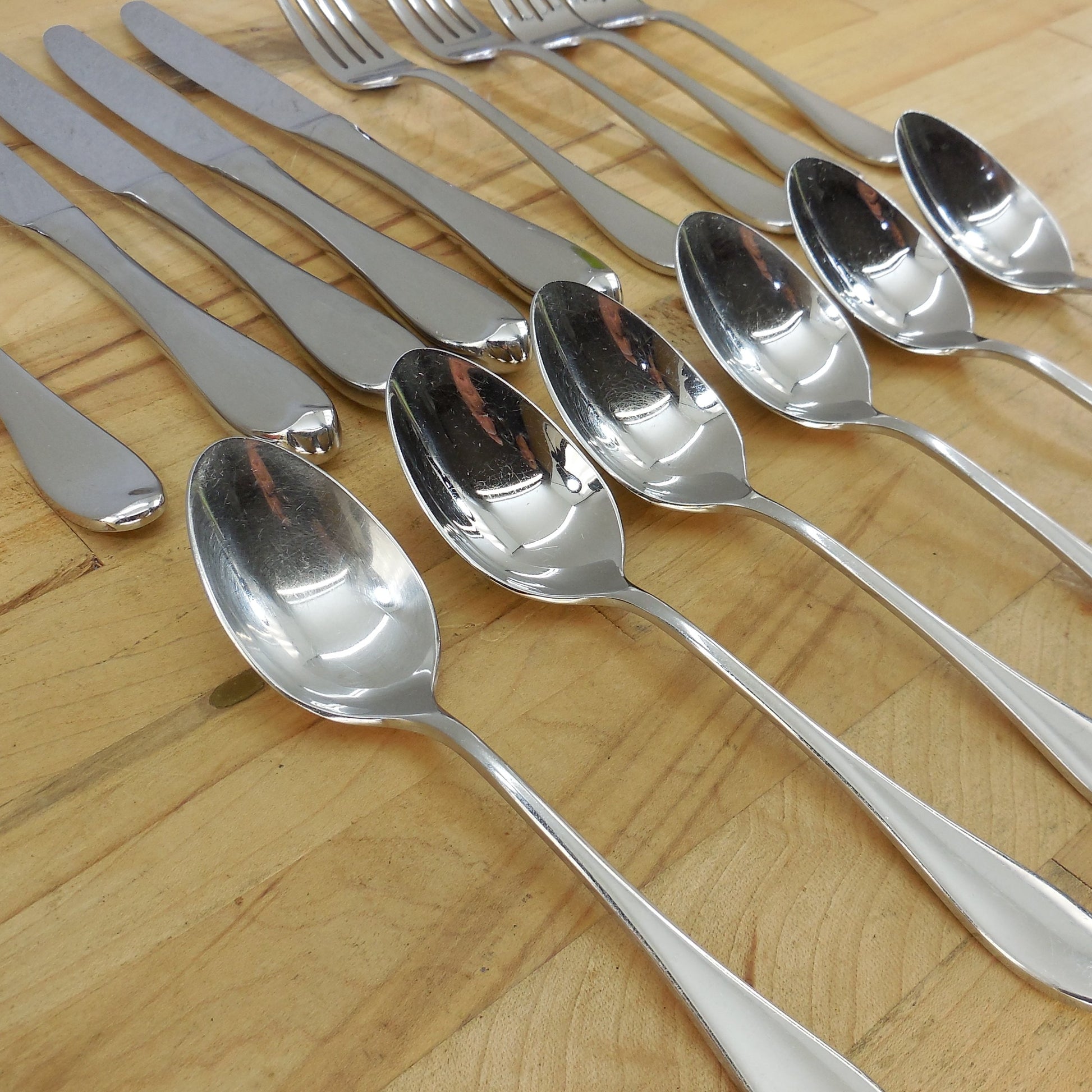 Dansk Korea Statement Glossy Stainless Flatware - 15 Lot Spoon Fork Knife vintage