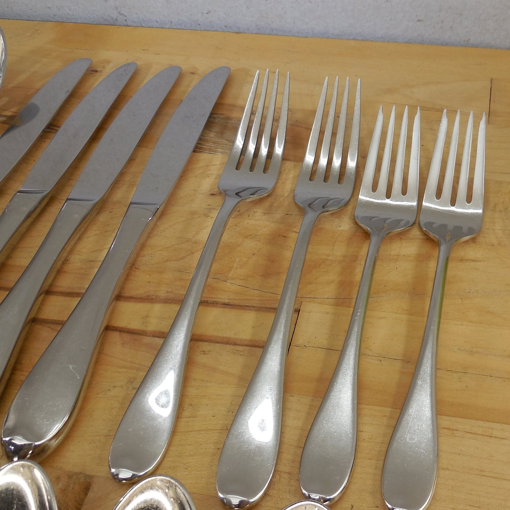 Dansk Korea Statement Glossy Stainless Flatware - 15 Lot Spoon Fork Knife Salad Dinner