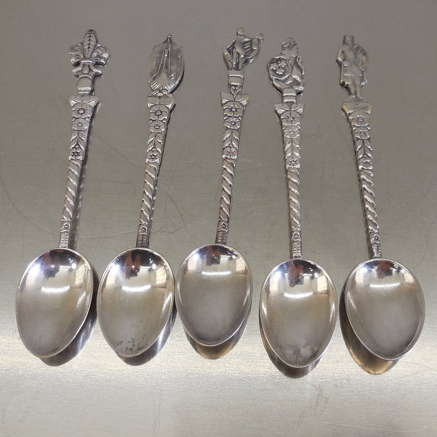 Meka Denmark Silverplate Demitasse Figural Spoons 5 lot