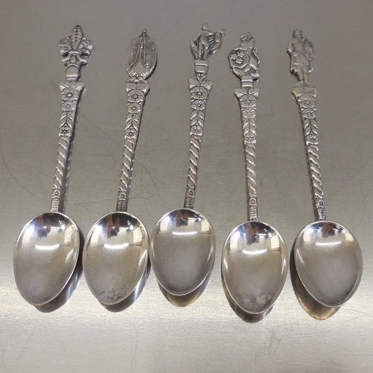 Meka Denmark Silverplate Demitasse Figural Spoons 5 lot
