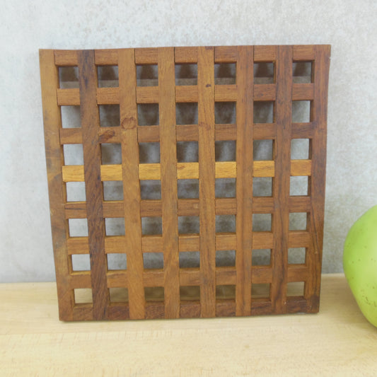 Dansk Denmark Quistgaard Teak Lattice Grid Trivet 6.75"