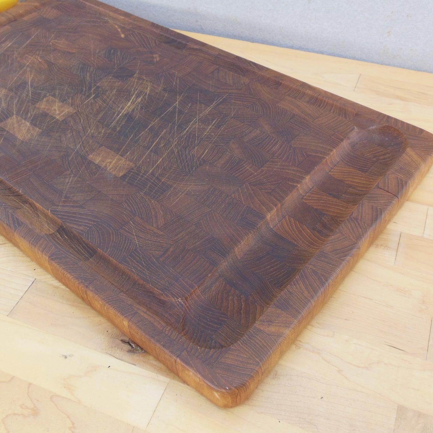 Dansk Malaysia JHQ Large Teak End Grain Cutting Board 13" x 23" Juice Trough