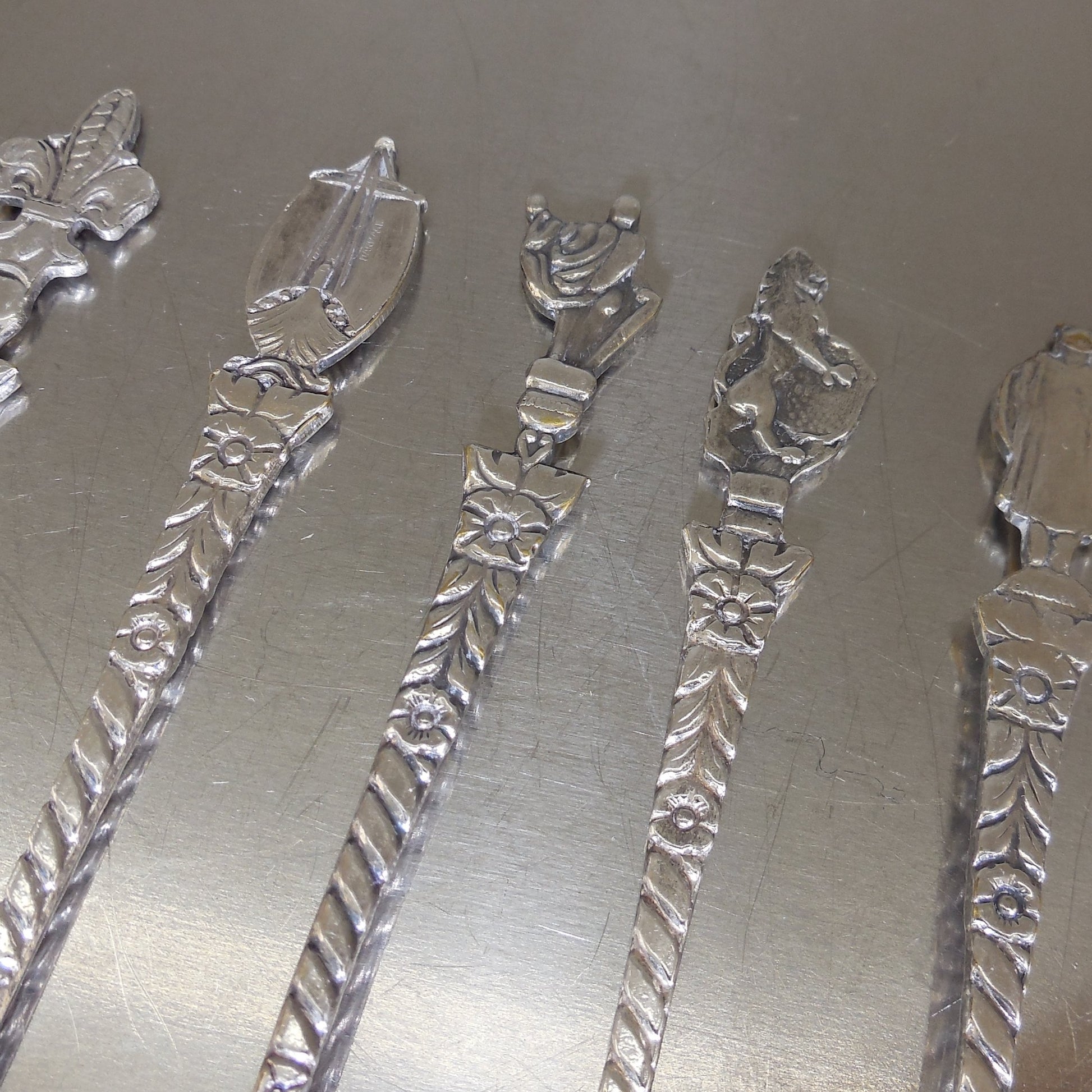 Meka Denmark Silverplate Demitasse Figural Spoons 5 lot Used