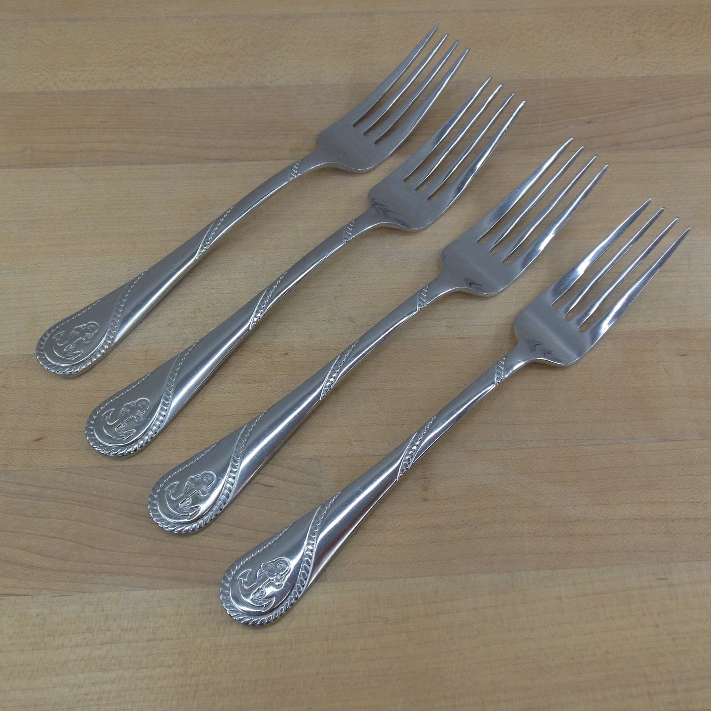 Towle Stainless Anchor Flatware - Dinner Forks 4 Set used rope