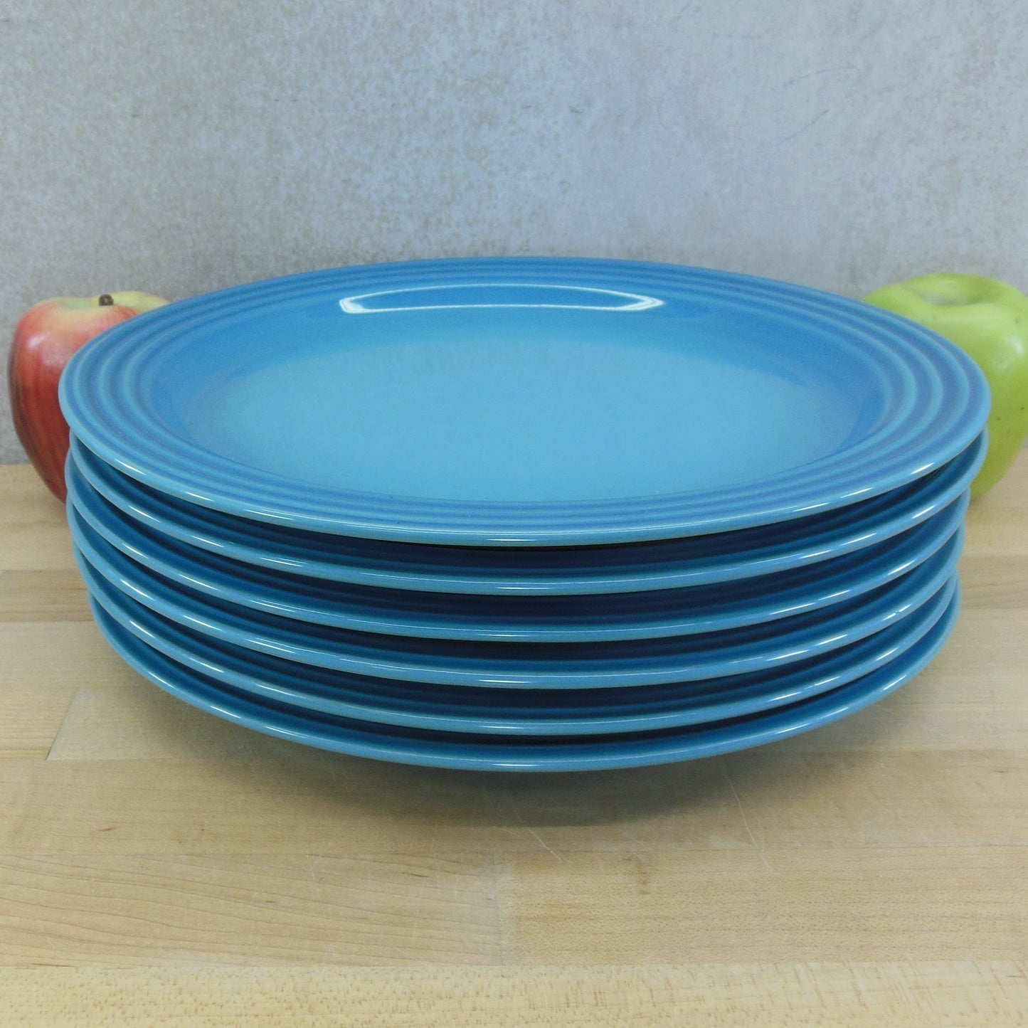 Le Creuset Stoneware Caribbean Blue Teal - 6 Dinner Plates 10.5"