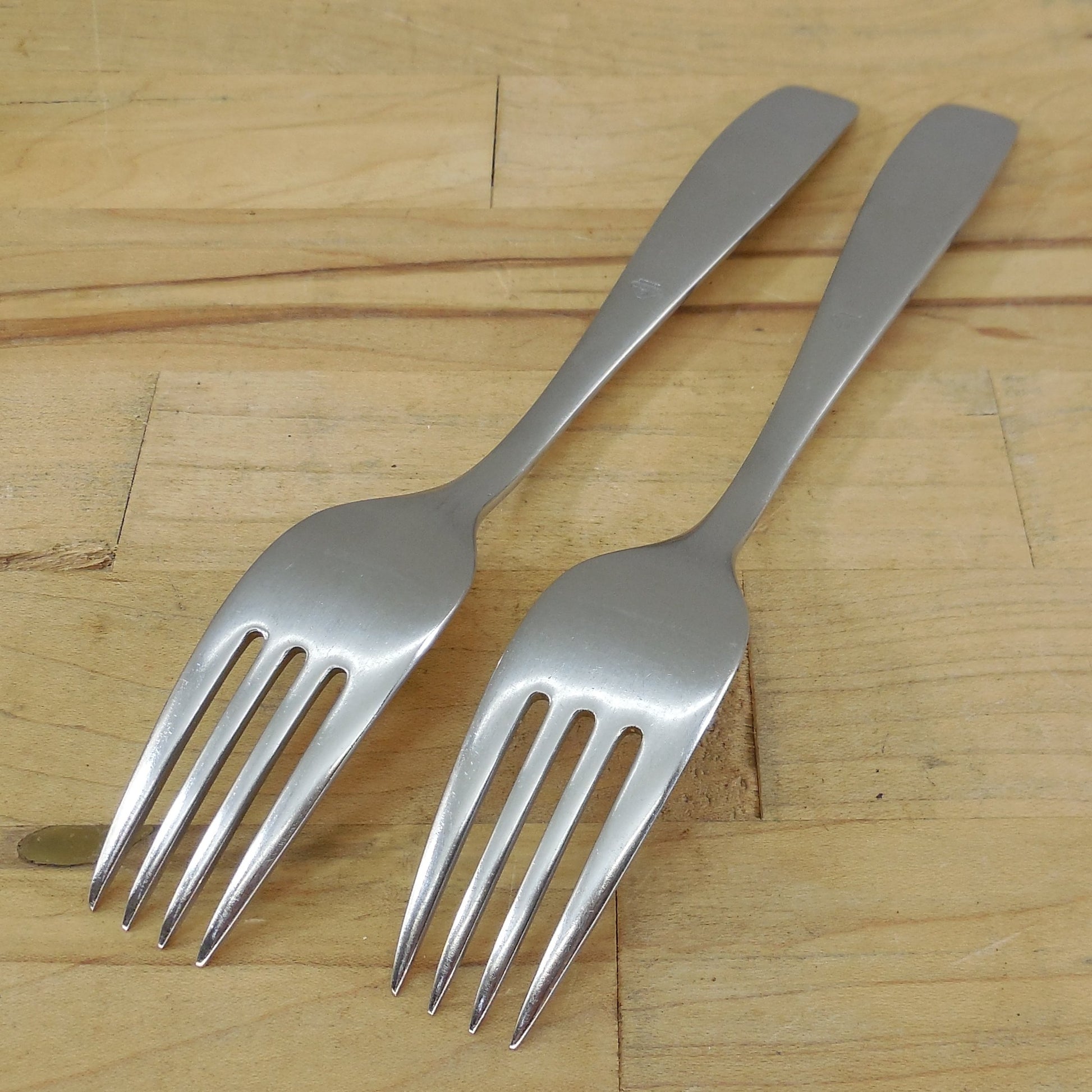 WMF Germany Older Line Cromargan Stainless Pair Dinner Forks Used