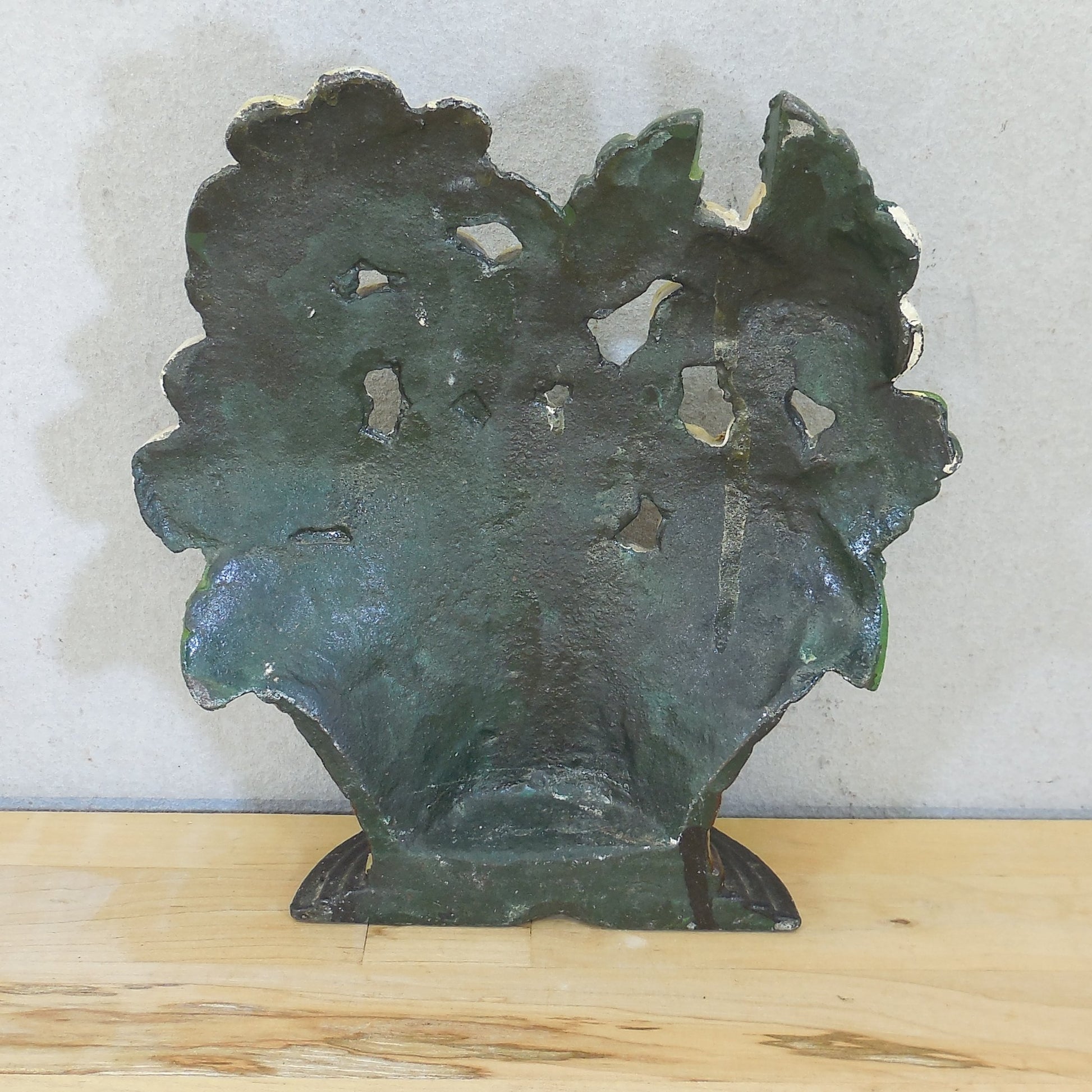 Unbranded Polychrome Flowers in Basket Door Stop Cast Iron Used