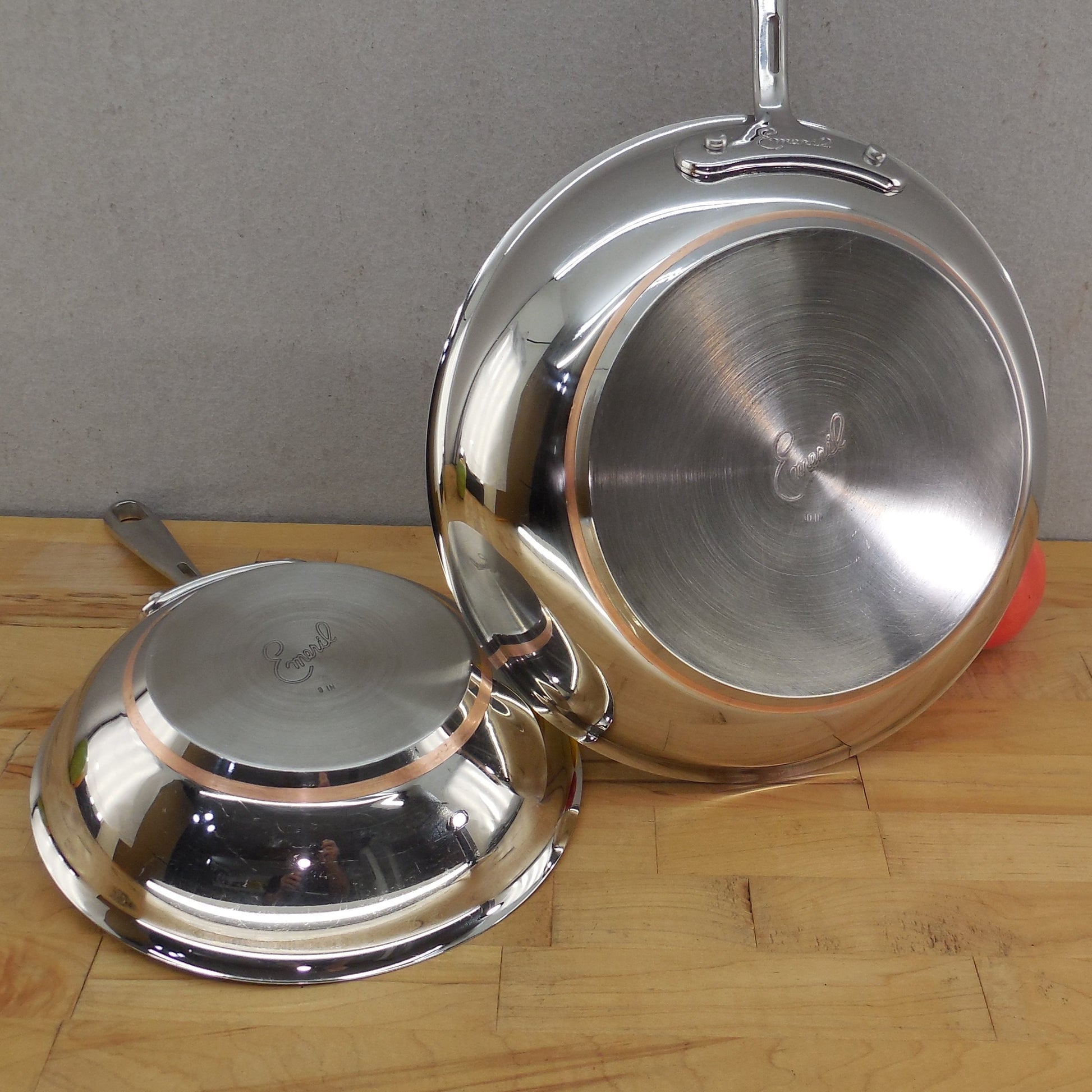 Emeril By All-Clad Stainless Copper Core 8" & 10" Skillet Fry Pans Cleaned