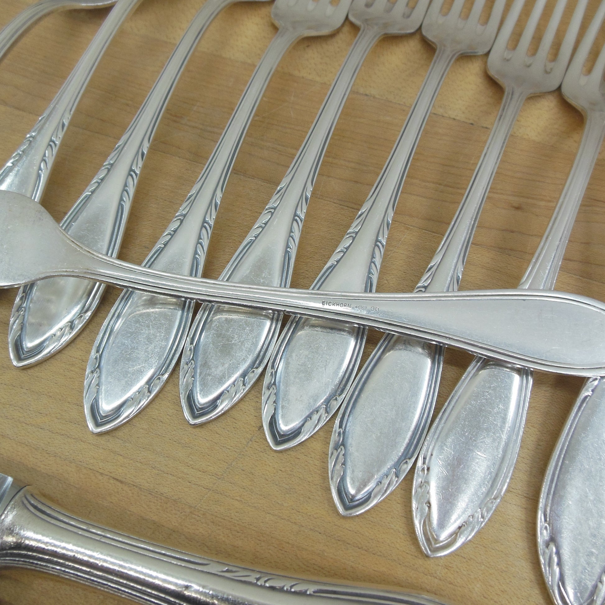 Carl Eickhorn Solingen Germany Silverplate Flatware 18 Piece Lot Scroll Used Vintage