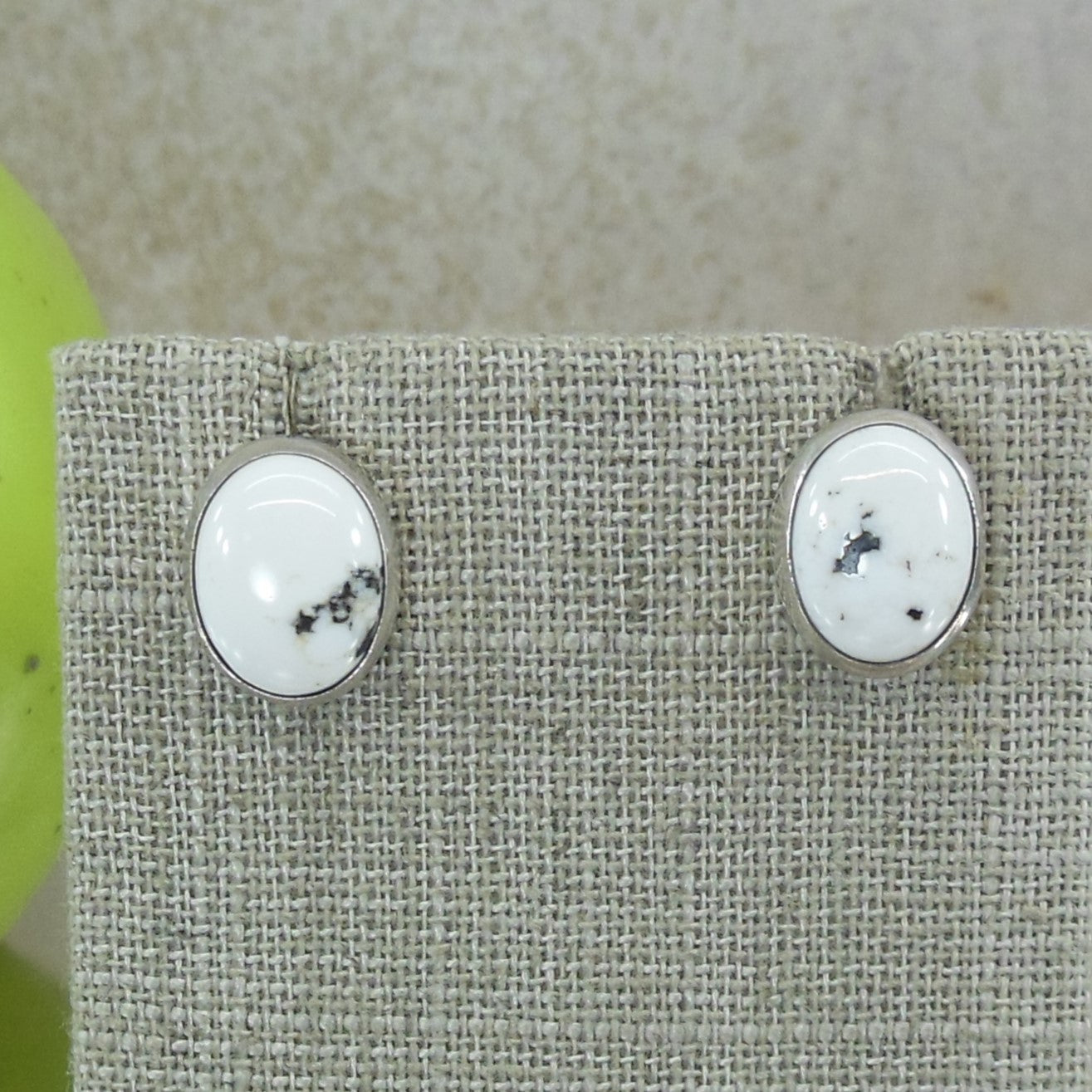 Alice McShirley Navajo Sterling Silver White Buffalo Turquoise Earrings