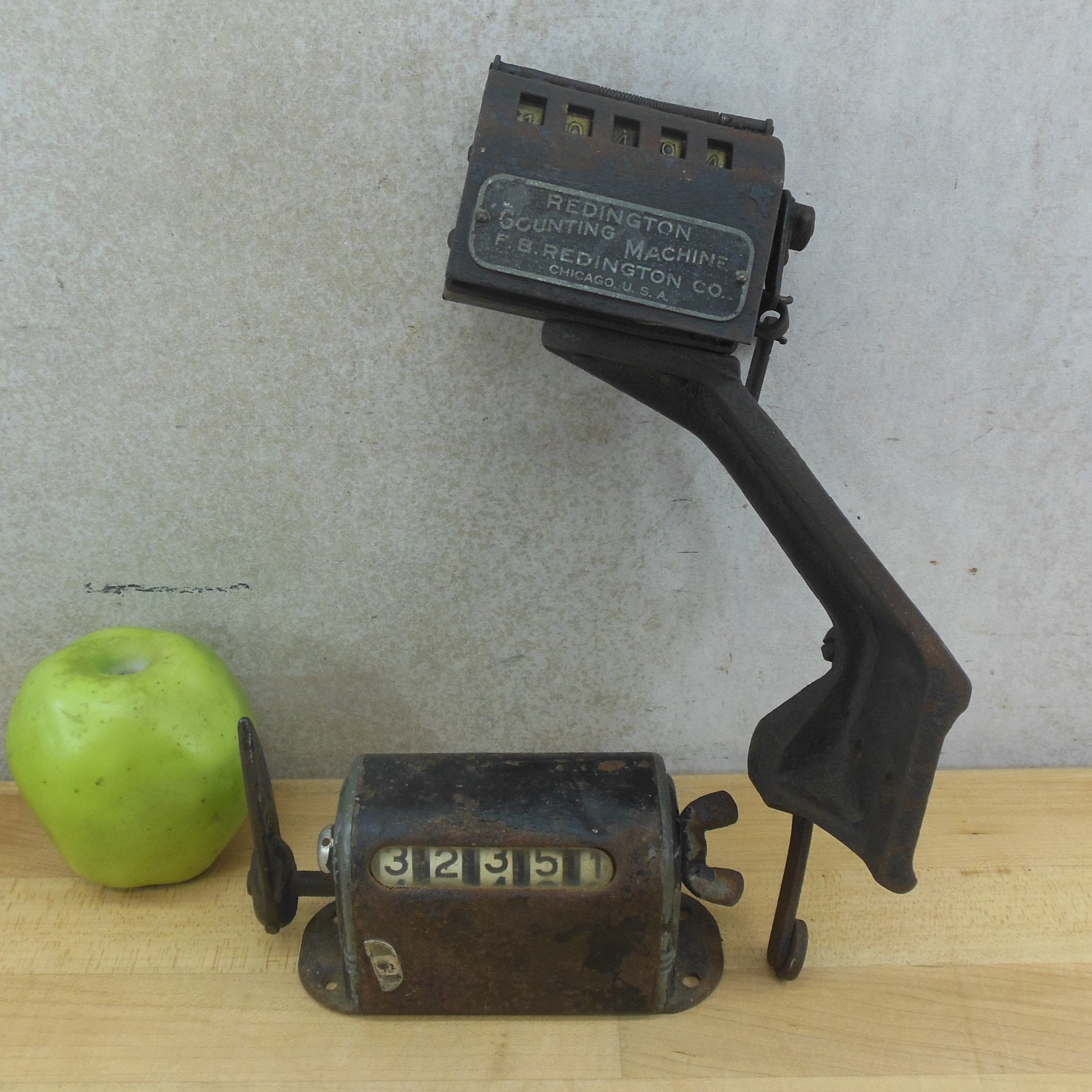 Redington Counting Machine Pair Antique Industrial 5 Digit