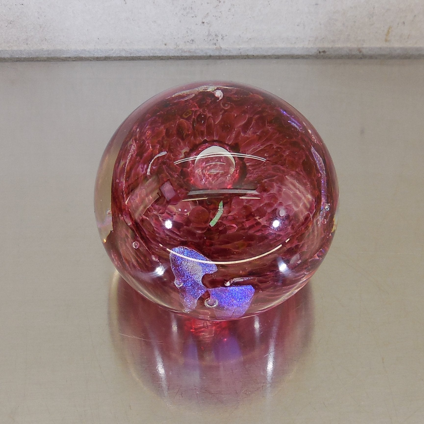 Ed Kozlowski Jr. 1994 Signed Dichroic Blown Art Glass Paperweight Cranberry Studio