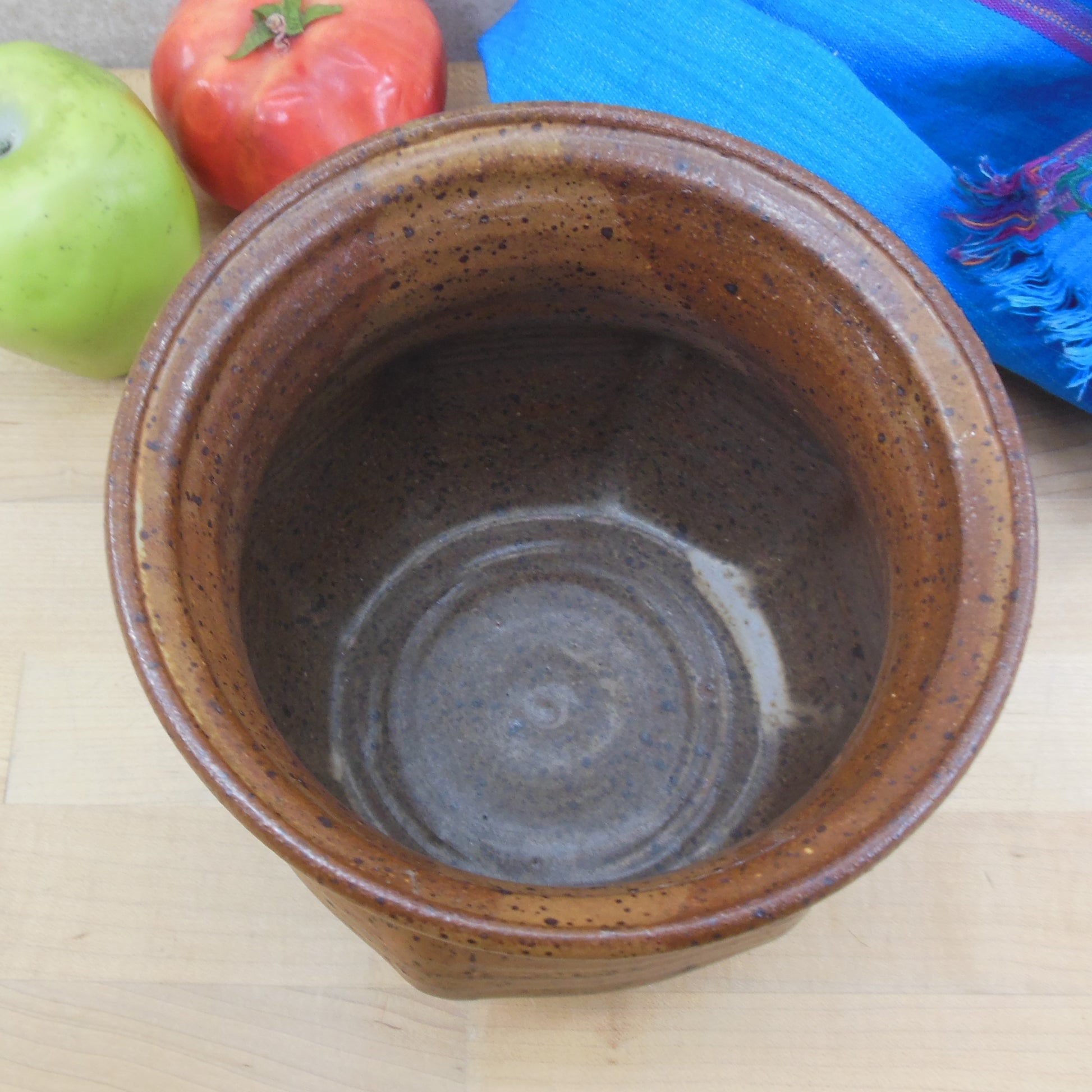 E. Jacobson Stoneware Pottery Vase Natural Browns Orange speckled