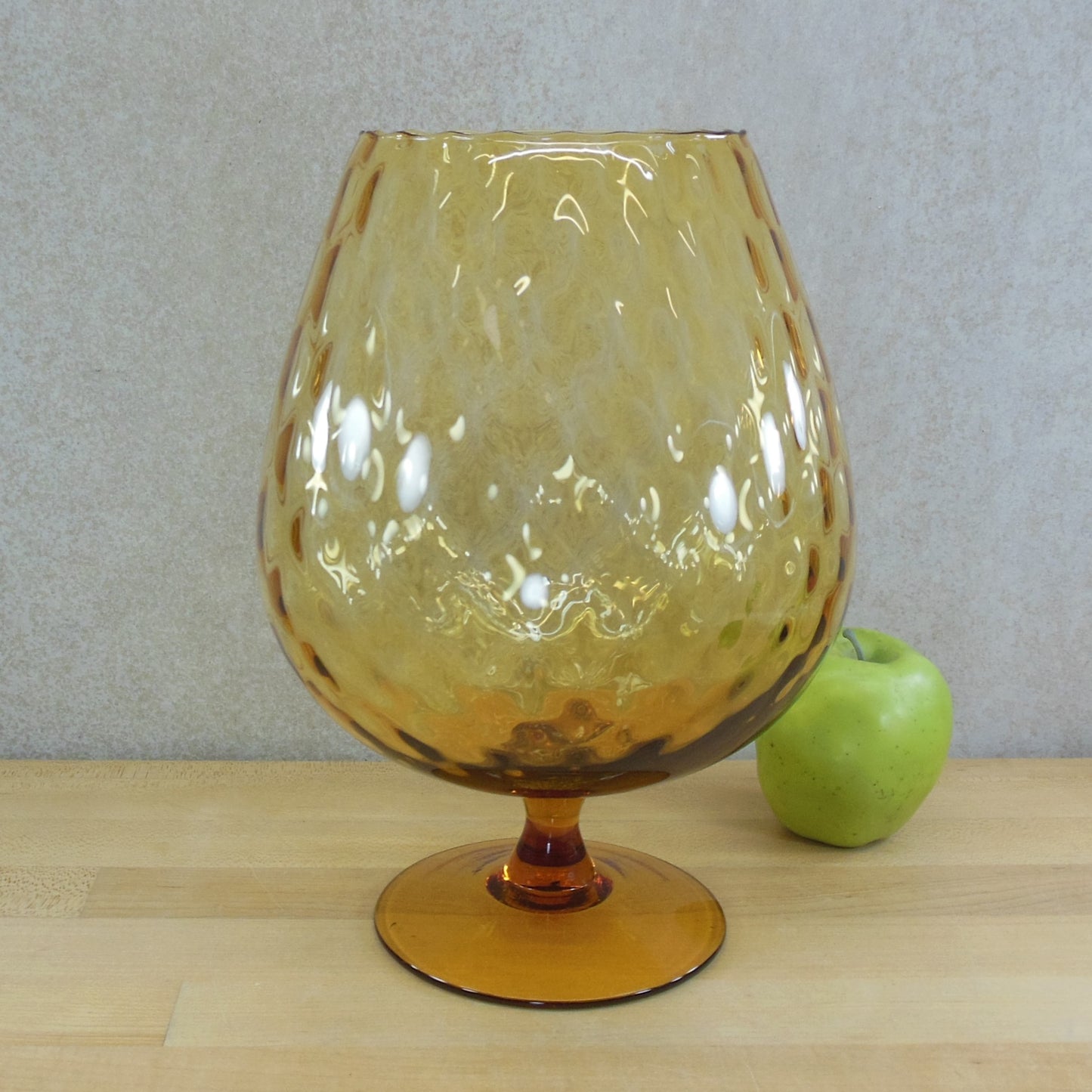 Empoli Italian Amber Optic Glass Brandy Snifter 11" Vase