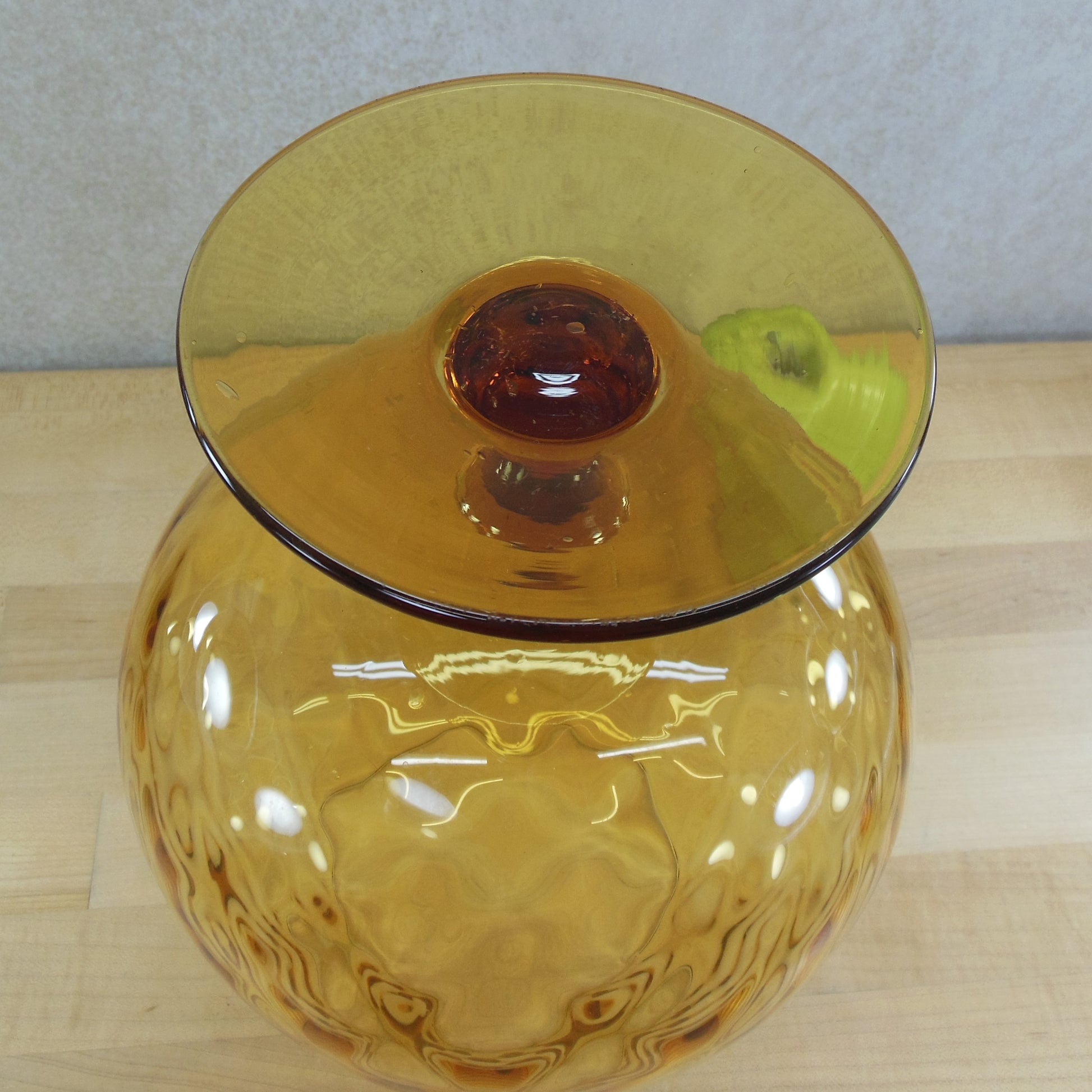 Empoli Italian Amber Optic Glass Brandy Snifter 11" Vase Quilted