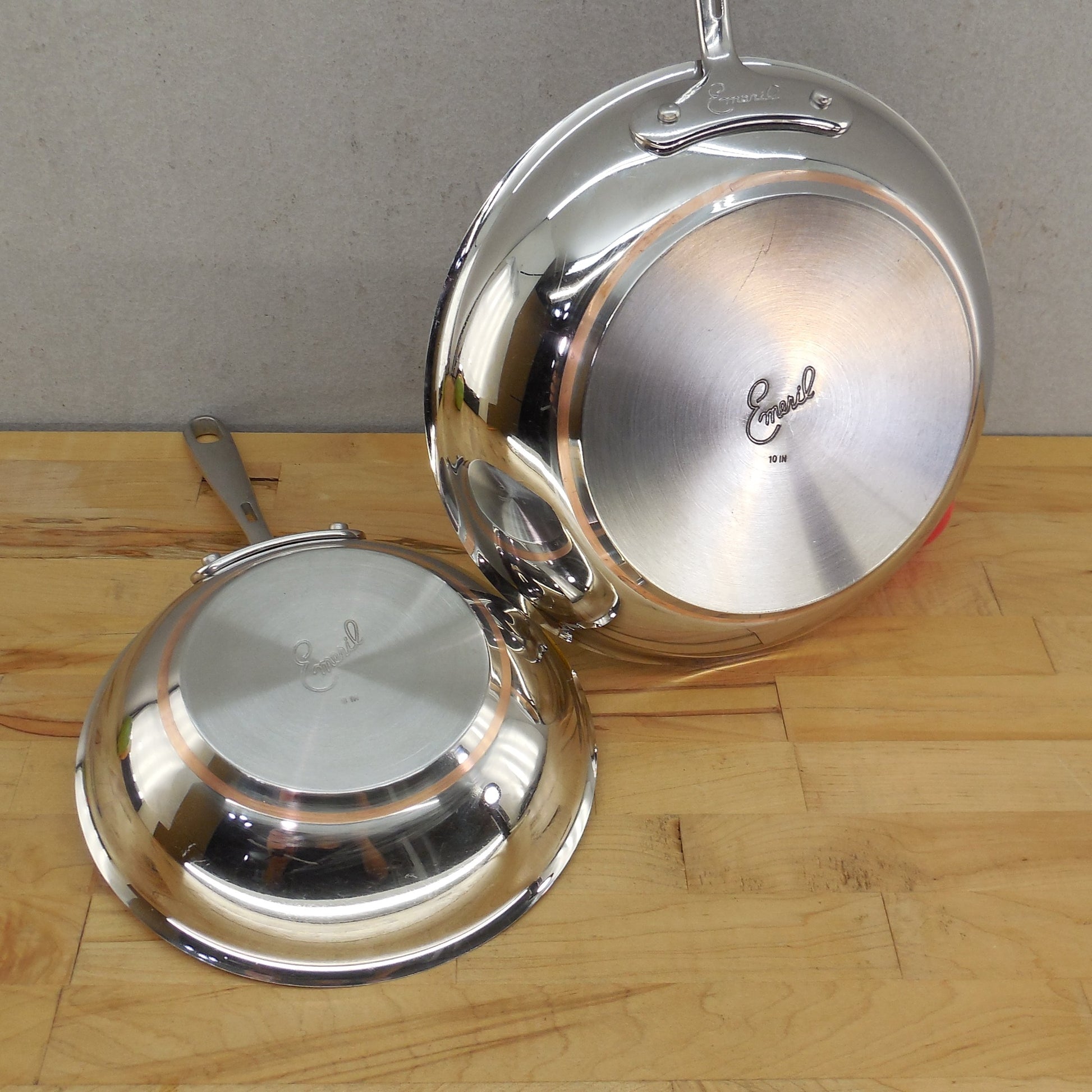 Emeril By All-Clad Stainless Copper Core 8" & 10" Skillet Fry Pans Cleaned