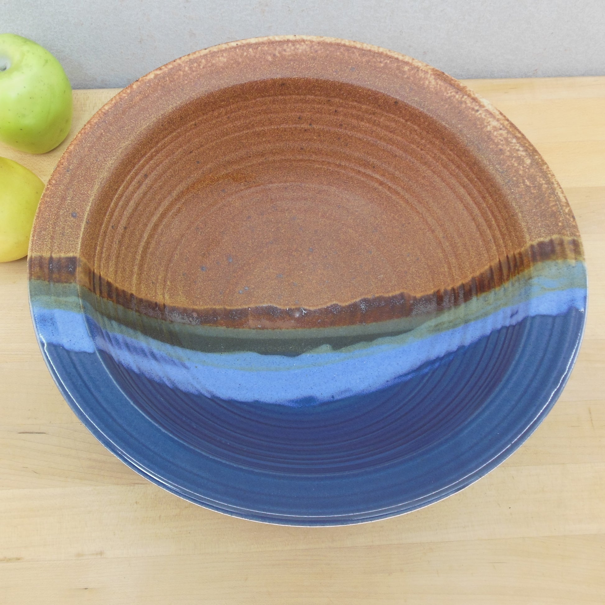 Sunset Canyon Pottery Large 12" Serving Bowl Earth and Sky Blue Brown