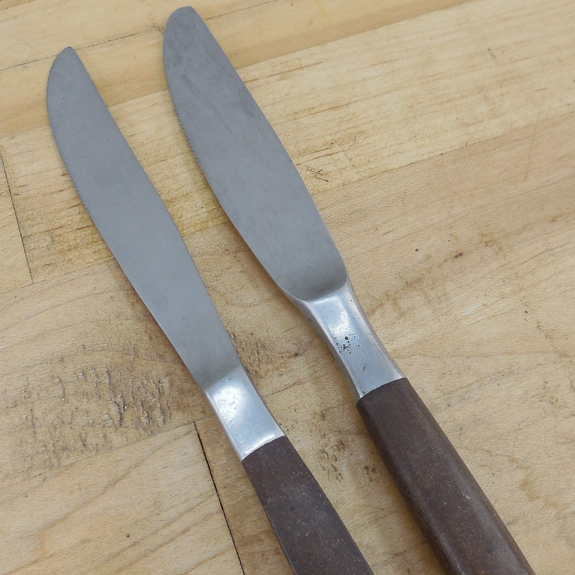 Ekco Eterna Stainless Canoe Muffin Brown Flatware 23 Lot Knives Spoons