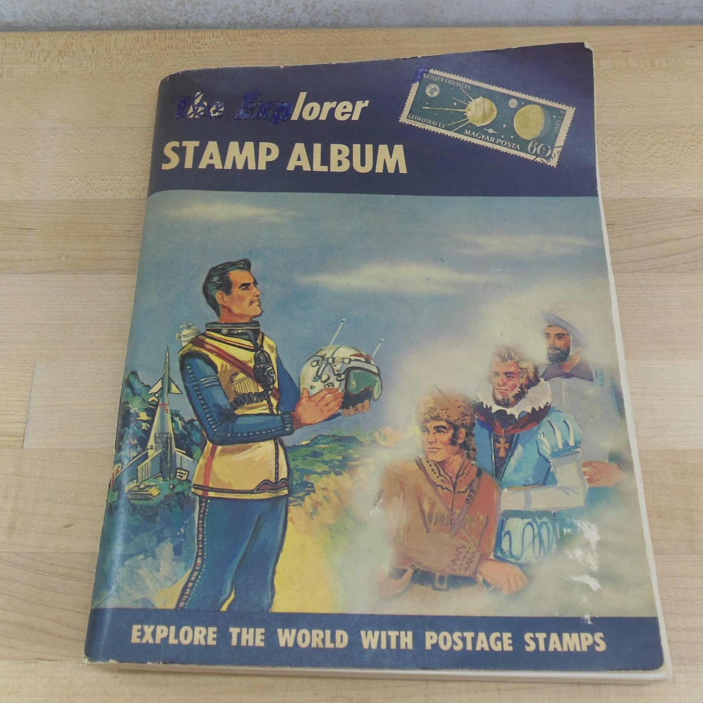 Explorer World Stamp Collector Album 1960 - Partially Filled Unresearched Vintage