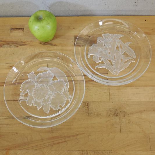 Hoya Crystal Plate Month Flower Orchid & Lilies T Yamamota Signed