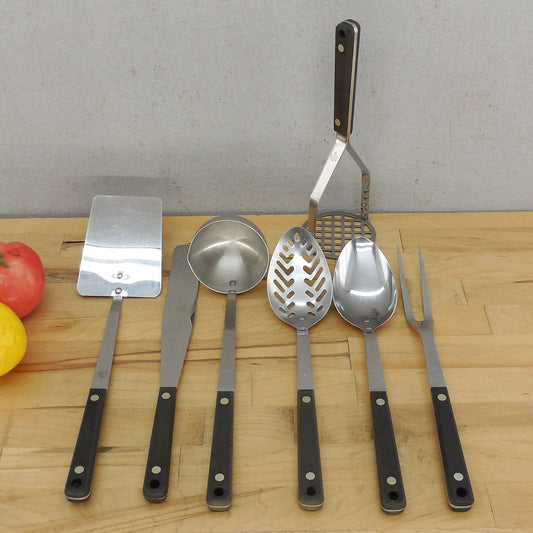 Flint Ekco Stainless Kitchen Utensil 7 Piece Set 1900 Series Black