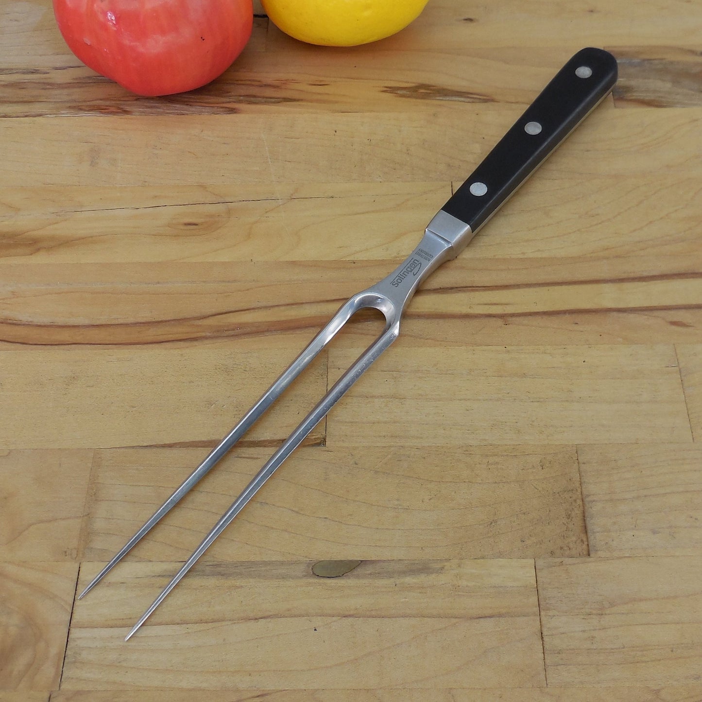 Solingen Rostfrei Germany Stainless Bayonet Carving Fork Black Handle