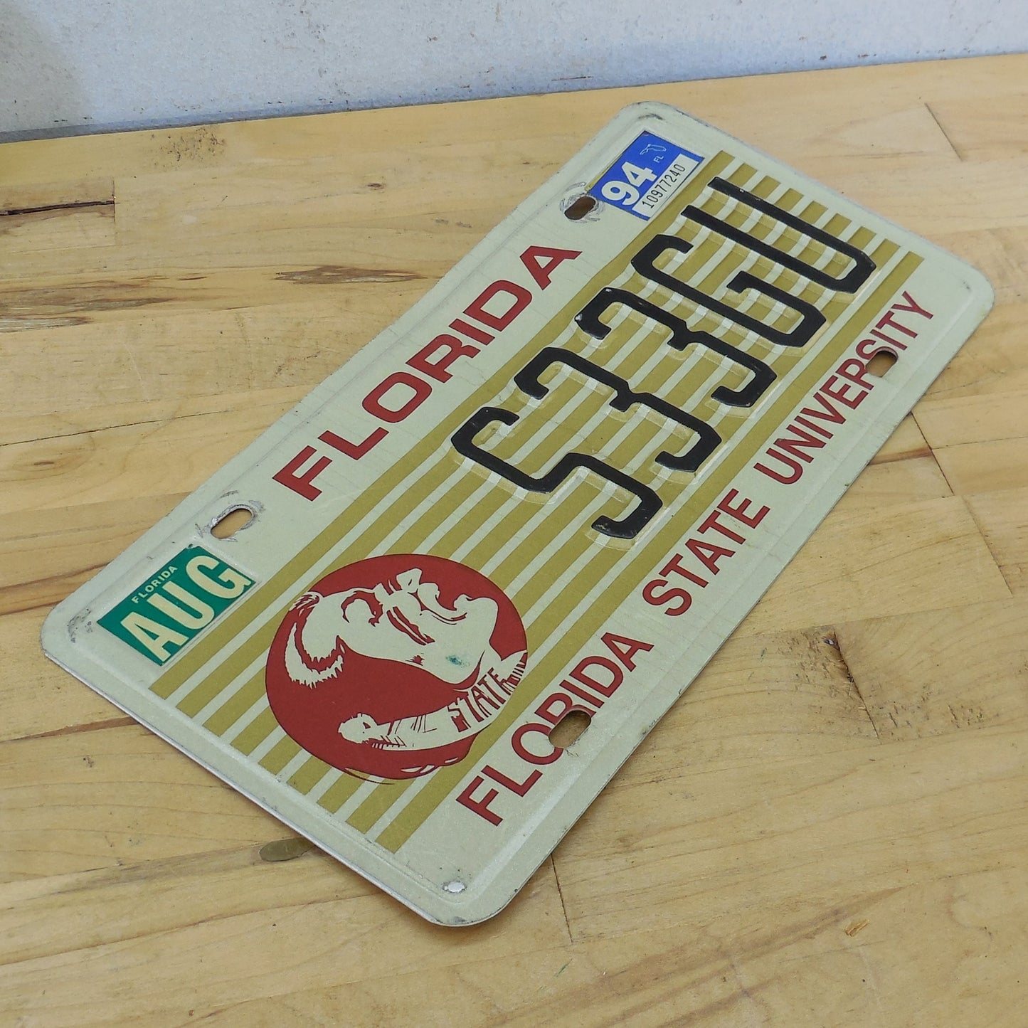 FSU 1990's License Plate Tag - Florida State University Seminoles S33GU