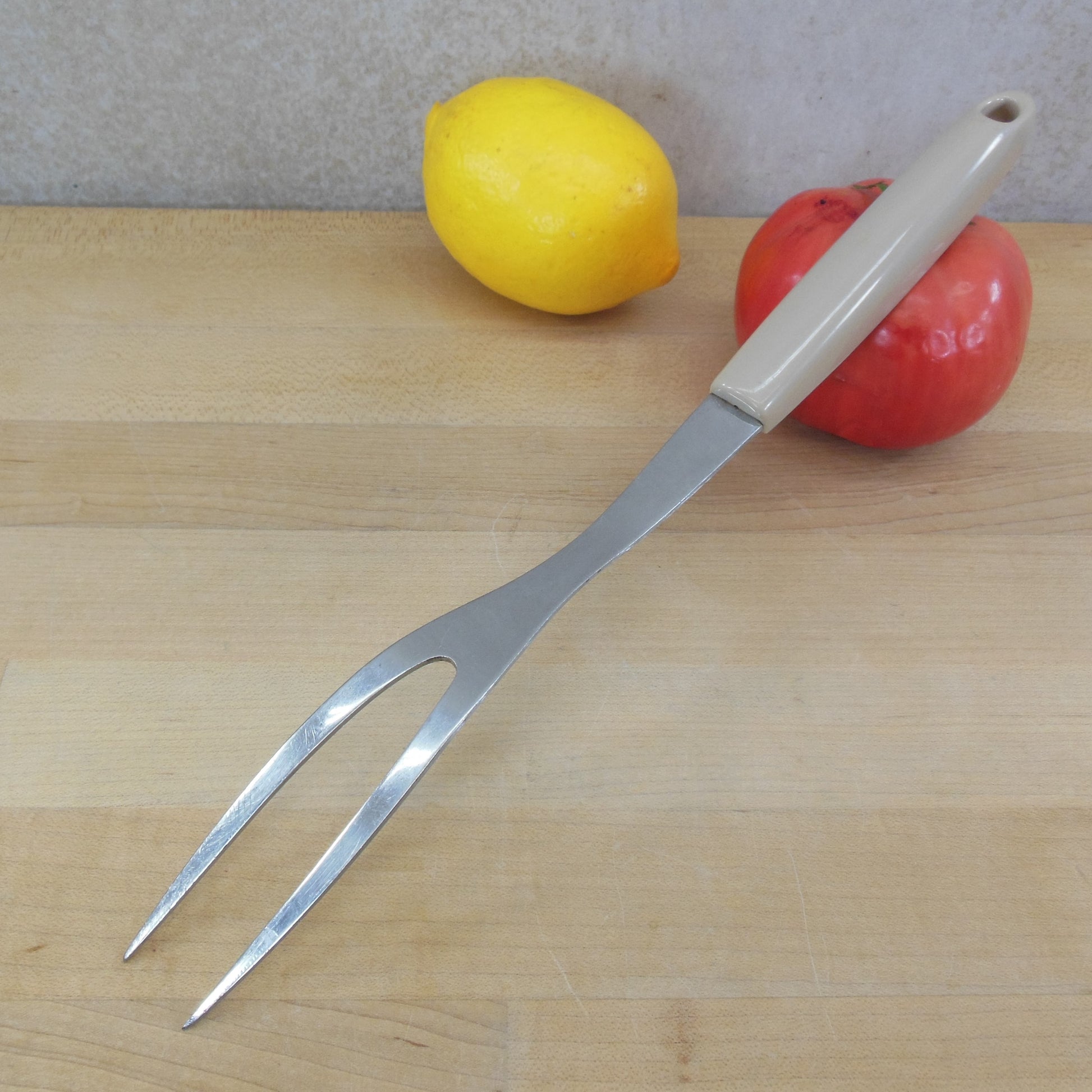 Ekco Flint Harvest Wheat Melamine Tan - Stainless Kitchen Fork Vintage Used