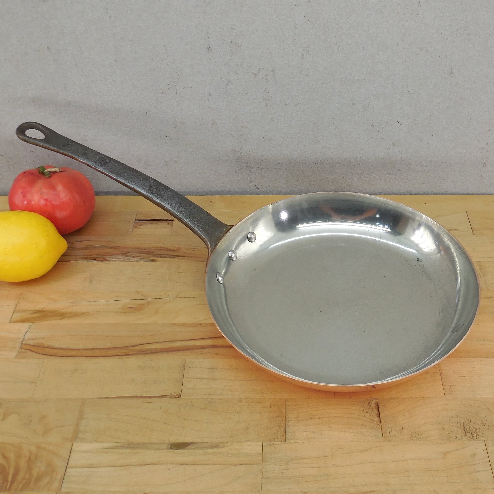 Baumalu France Fabrication Francaise 9.5" Copper Tin Fry Pan Skillet 2mm Vintage