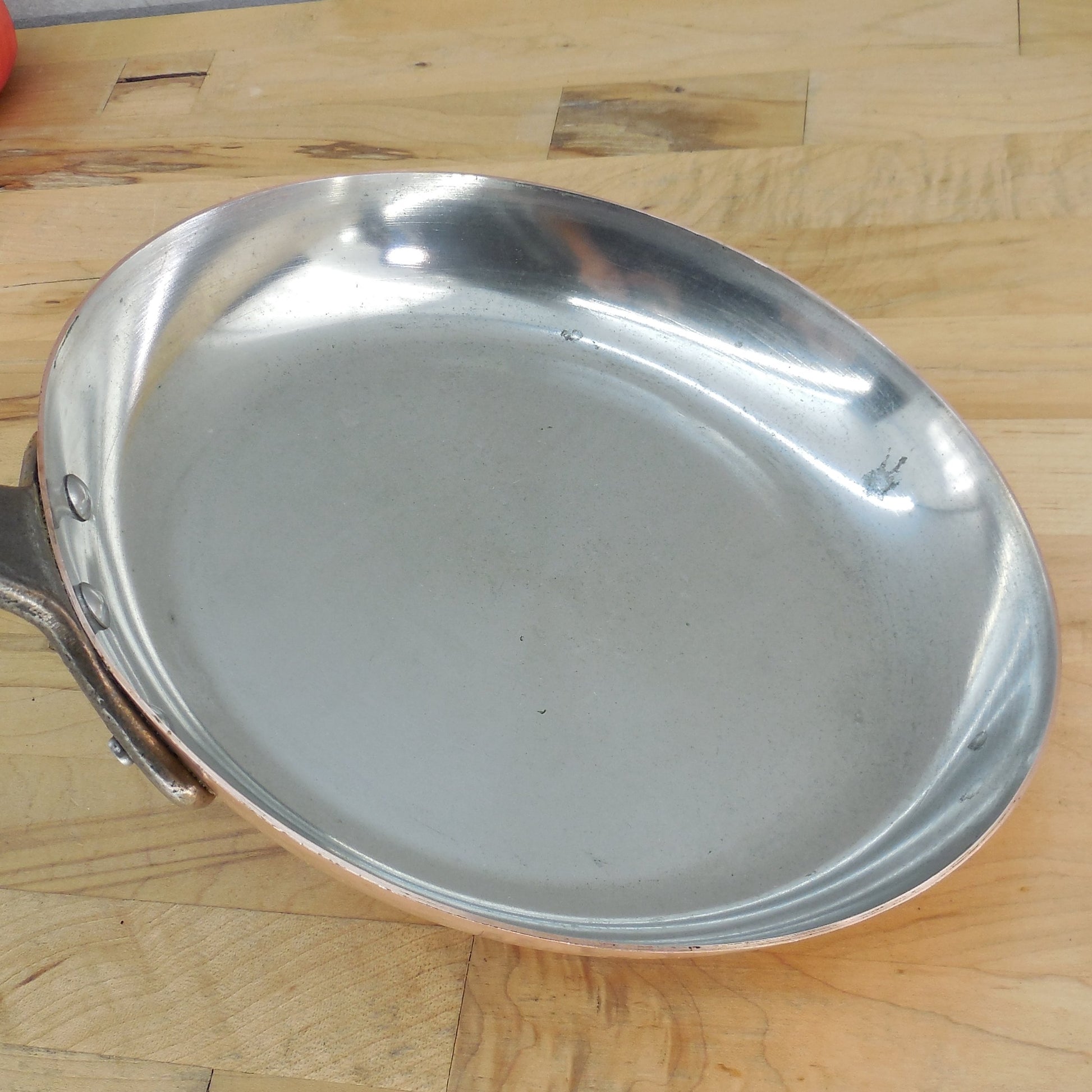 Baumalu France Fabrication Francaise 9.5" Copper Tin Lined Fry Pan Skillet 2mm
