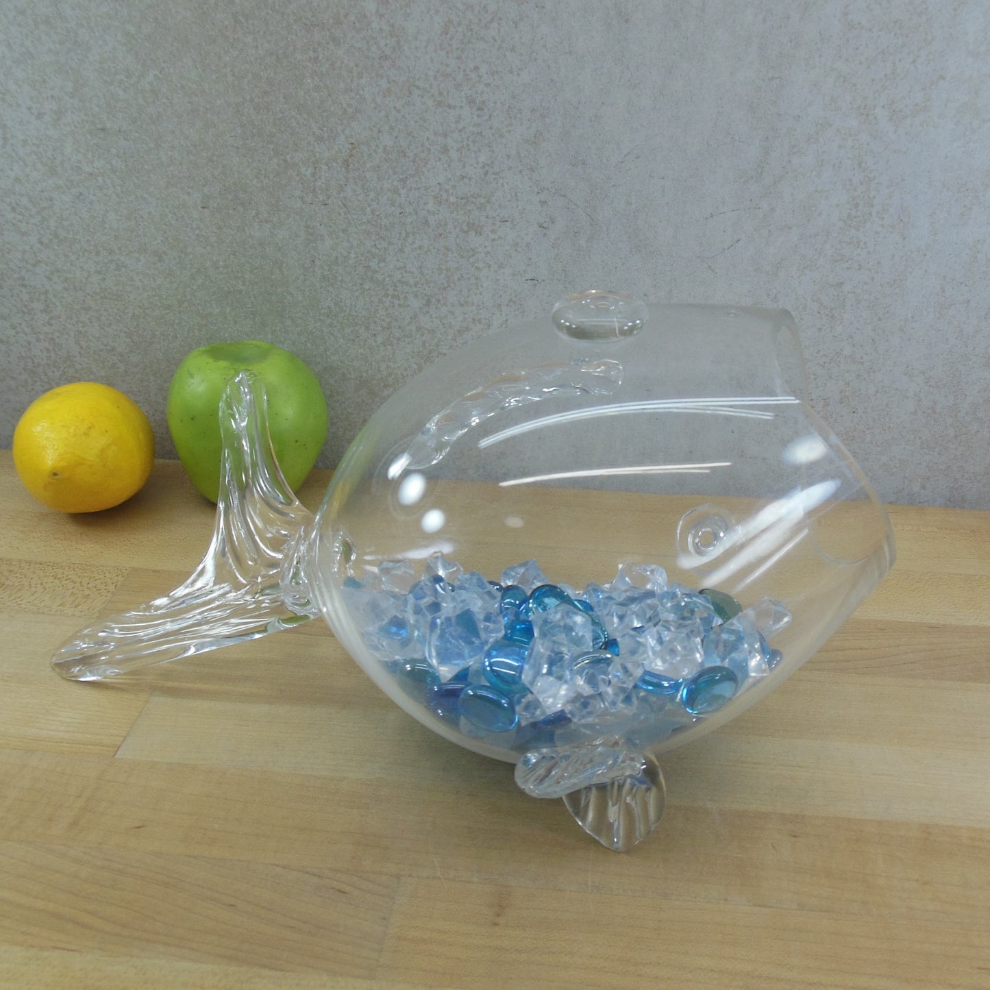 Unbranded Blenko Style Blown Art Clear Glass Fish Vase Bowl Figurine used